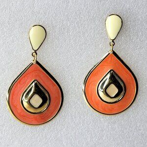 Orange Oval Drop Earrings